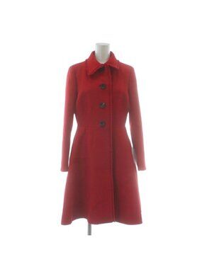 Miu Miu Soutien Collar Coat Outer Wool Long Fully Lined Red 40